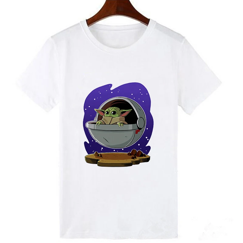 Lei SAGLY/Лидер продаж, Детская футболка с принтом «Звездные войны», «йода Лило и Ститч», женская футболка модные детские футболки с мандалорианскими мотивами футболка с короткими рукавами в стиле Харадзюку - Цвет: 19bk1860-white