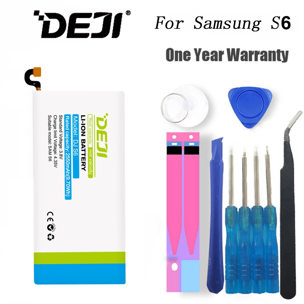 Аккумулятор DEJI для SAMSUNG S6 с реальной емкостью 2550 мАч сменная внутренняя батарея