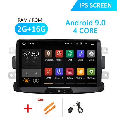 DSP ips Android 9,0 седан радио gps для Dacia Sandero Lada Xray2 Logan 2 Duster Renault DOKKER Captur мультимедийный экран без DVD - Цвет: 2G 16G