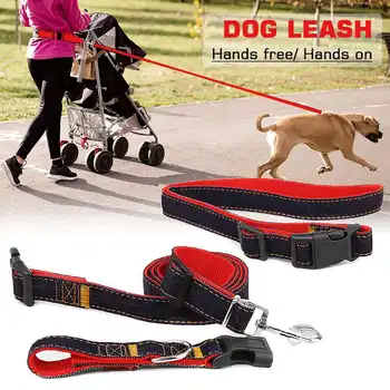 

Dog Leash Harness Leather Lead Pet Dog Puppy Walking Running Leashes Training Rope Belt Adjustable Length Dual Handle Nylon
