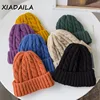 New Candy Colors Knitted Hats For Women Kpop Style Twist Woolen Beanie Hat Autumn And Winter Female Cap Keep Warm Winter Hat 1