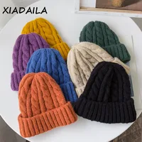 New Candy Colors Knitted Hats For Women Kpop Style Twist Woolen Beanie Hat Autumn And Winter Female Cap Keep Warm Winter Hat 1