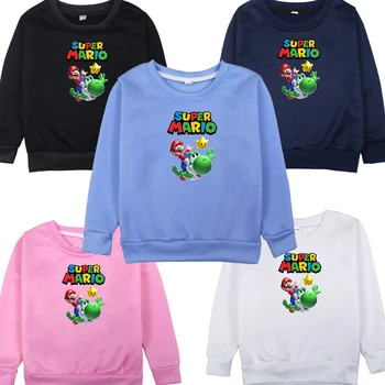 

2019 New Autumn Fashion Super Mario Printing Christmas Sweatshirts Hipsters Kids Toddler Baby Velvet Sportswear Plus Size