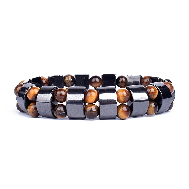 Fashion Energy Hematite Magnetic Bracelets Men Nature Silver color Hematite Charm Bracelets for Women High Polish Energy Jewelry Tiger Eye