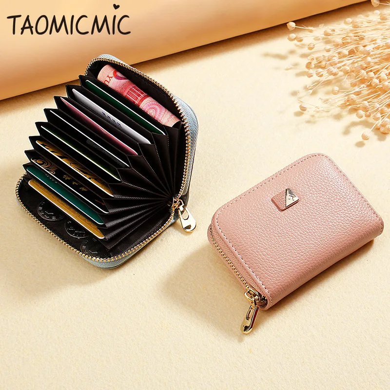 Zipper coin purse Card package Accordion bag Wallet PU leather solid color mini wallet Fashion creative card package