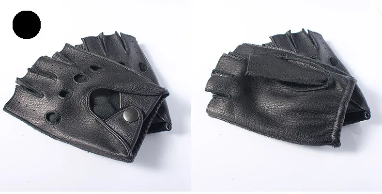 Spring Men's Genuine Leather Gloves Driving Unlined Deerskin Half Fingerless Gloves Fingerless Fitness Gloves