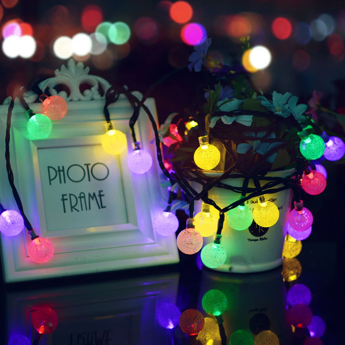 

Solar-powered String Lights 50led Bubble Ball Outdoor Waterproof Holiday Landscape Courtyard Decoration Color Lighting Chain