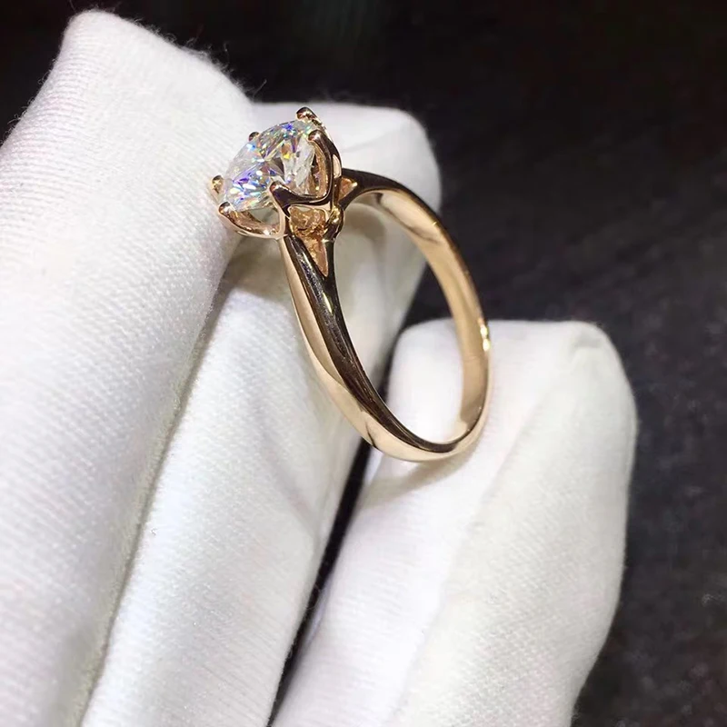 Розовое золото Муассанит кольцо 18 К 1ct 2ct 3ct спициальный дизайн DF цвет Муассанит Прозрачный камень отличная круглая огранка
