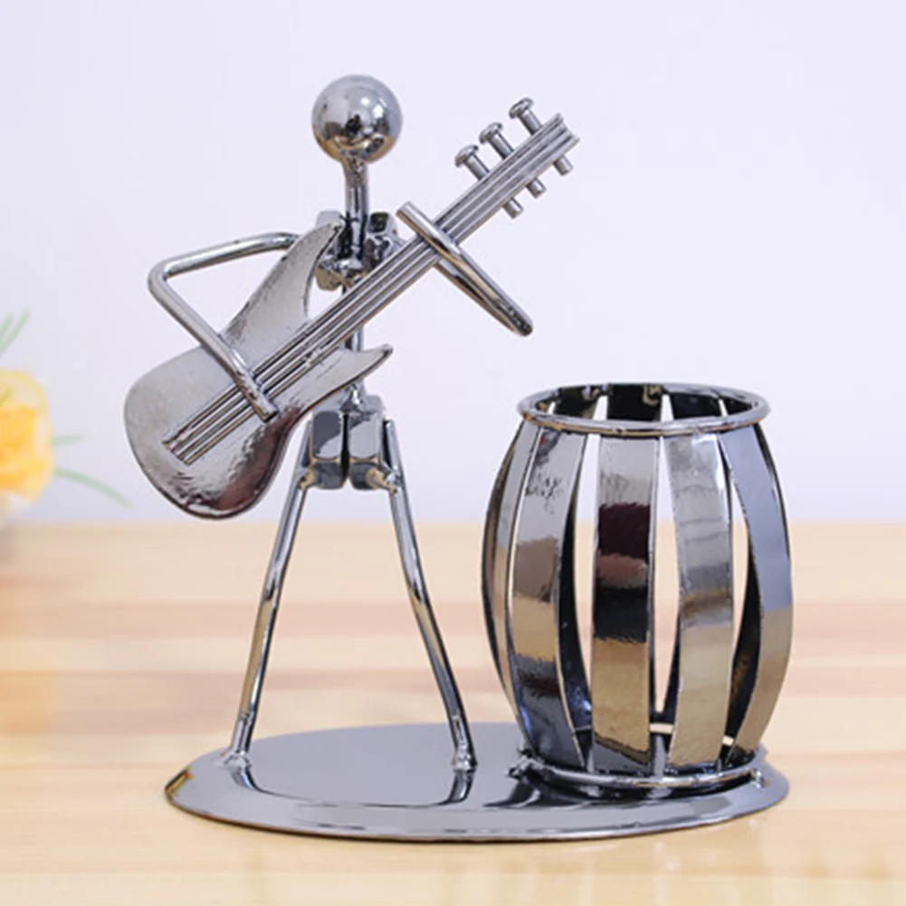 

Iron Musician Guitar Handicraft Home Car Decoration Office School Pen Holder Stationery Storage Barrel Desktop Decoration