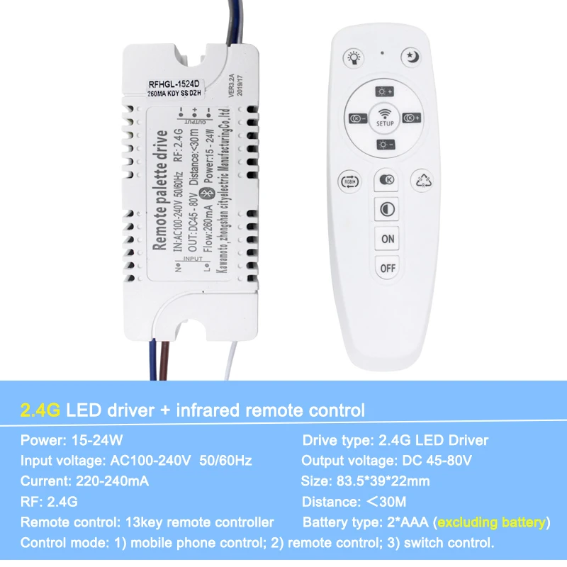 15-24 Вт светодиодный трансформатор питания AC100-240V безопасный пластиковый драйвер Smart 2,4G Bluetooth подключение для светодиодный - Цвет: 15-24w