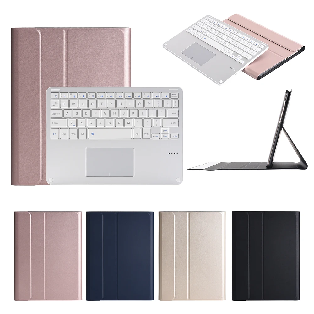 

Touchpad Keyboard Case For Huawei MediaPad T5 10.1'' Tablet Case Folio Pu Leather stand Cover with Removable Bluetooth Keyboard