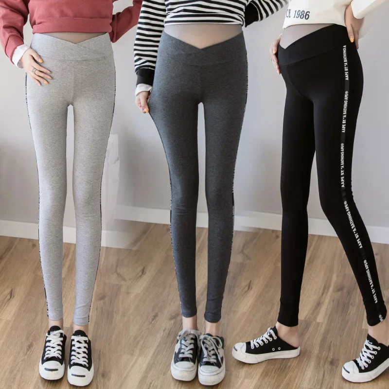 

Card Fruit Thin Pure Cotton Leggings for Pregnant Woman Autumn Korean-style Simple Comfortable Low-Rise Abdominal Support Pregna