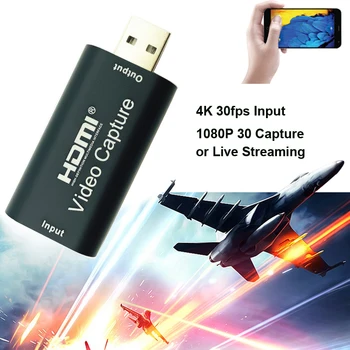 

Mini Video Capture Card USB 2.0 HDMI Video Card Grabber Record Box for PS4 Game DVD Camcorder HD Camera Recording Live Streaming