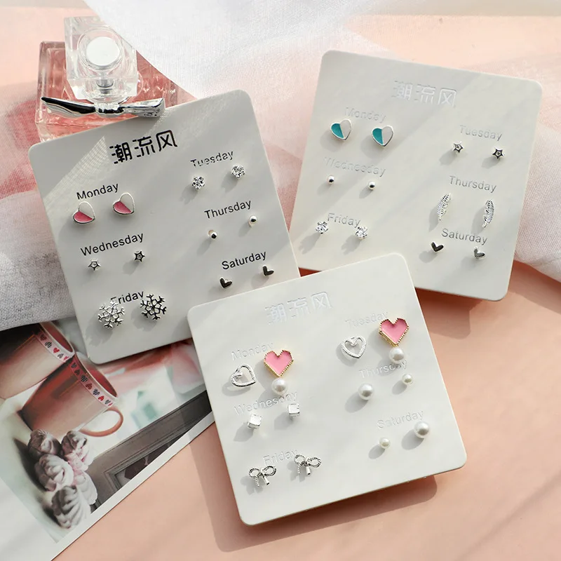 Women's Romantic Multi Shaped Stud Earrings 6 Pairs/Set-2