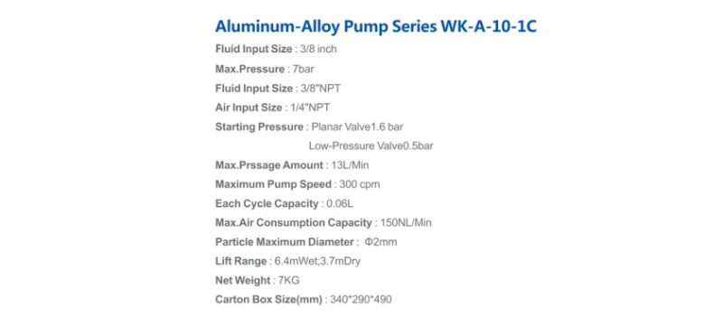 New WK-A-10-1C Pneumatic Double Diaphragm Aluminum Alloy Pump Paint Paint Pump S