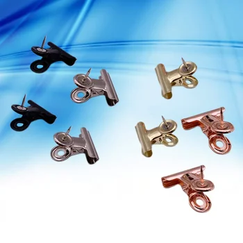 

8pcs Thumbtack Clips Durable Metal Utility Portative Nail Clamps Pin Clips Paper Clips for Office Invoice Ticket