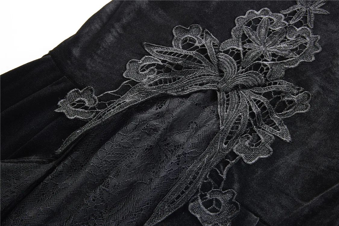 Darkinlove Для женщин готика велюр и кружевная юбка в виде хвоста русалки вечерние выступление на сцене модная черная длинная юбка