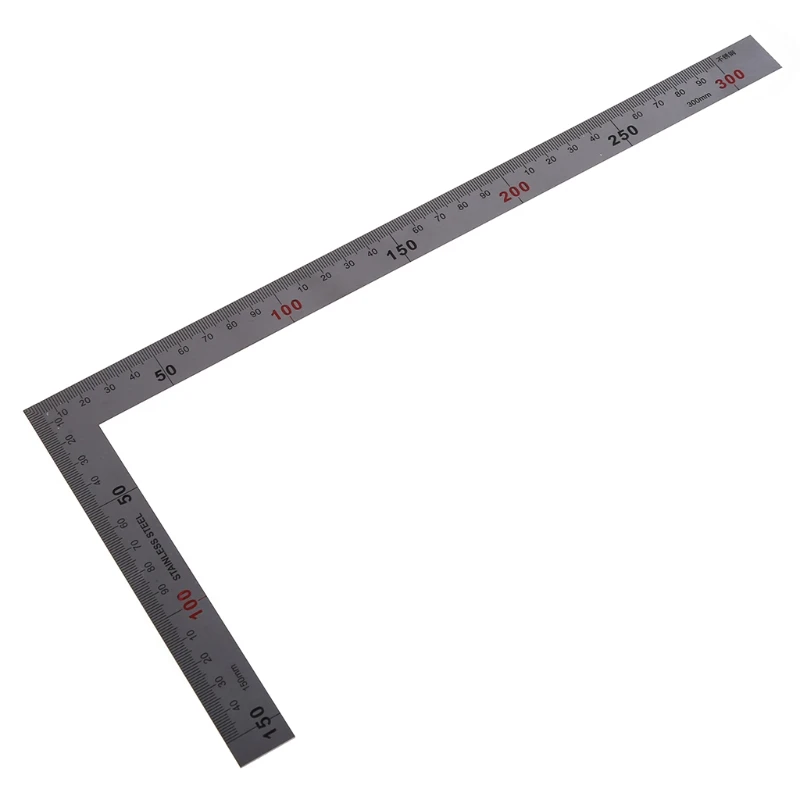 Stainless Steel 25x13.5cm Angle Metric Try Mitre Square Ruler Scale 90Degree