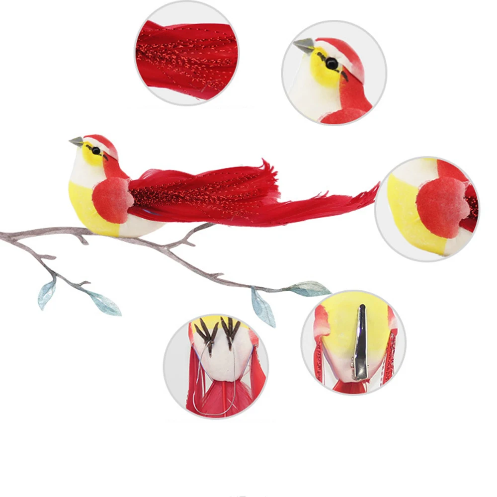 Cute Artificial Bird Foam Feather Colorful Mini Tit Craft Birds DIY Artificial Sparrow Emulation Home Decoration Bird Model