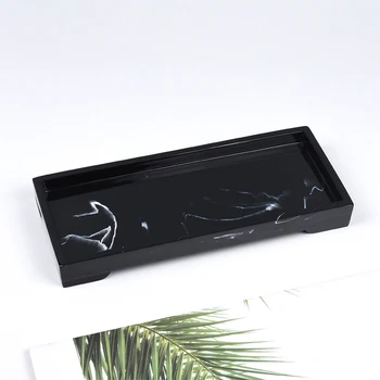 

Soap Bathroom Tray Candle Rectangle Storage Holder Marble Pattern Cosmetic Organizer For Counter Resin Modern Simple Waterproof