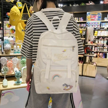 

Nylon Women's Backpack Waterproof Female Shoulder Bag Embroidery Fresh Large Capacity Travel Bag Fashion Casual Backpack Ladies