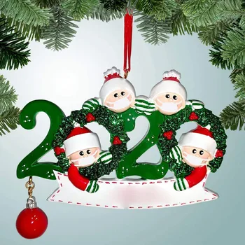 

2020 Quarantine Christmas Party Decoration Gift Santa Claus With Mask Personalized Hanging Ornament Pandemic -social D-istancing