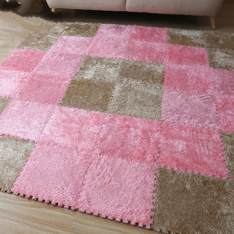 

1pcs/set 30cm/piece Puzzle Mat EVA Foam Shaggy Velvet Carpet Door Mat Jigsaw Mat Plush Fabric Carpet Area Rug Room Floor Mats