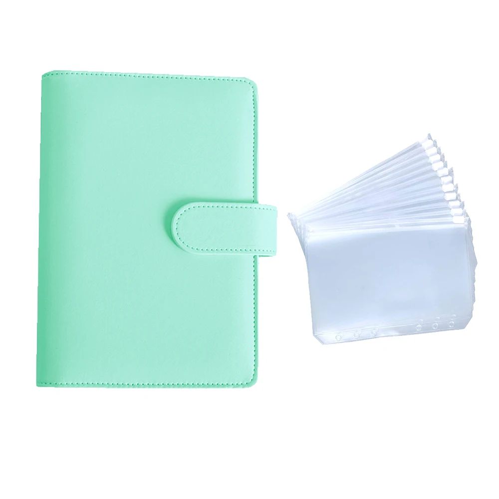 

6 Ring Binder Cover Set A6 PU Lether Macaroon Color Notebook Cover Vintage Refillable Budget Envelope Office School Supplies