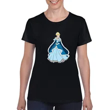 

Summer Women's Short-Sleeved T-shirt Basic Female Clothing Harajuku Streetwear Tops Tshirts Disney Princess Christmas Print Tees