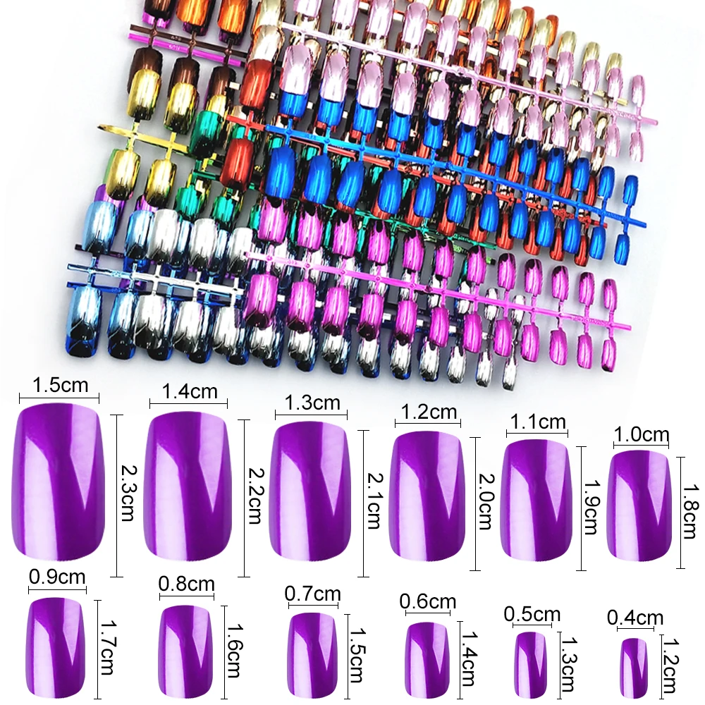 

24Pcs/set Nail Art Manicure Reflective Mirror Light Tips For False Nails Fake Nails Forms Extension Manicure Art