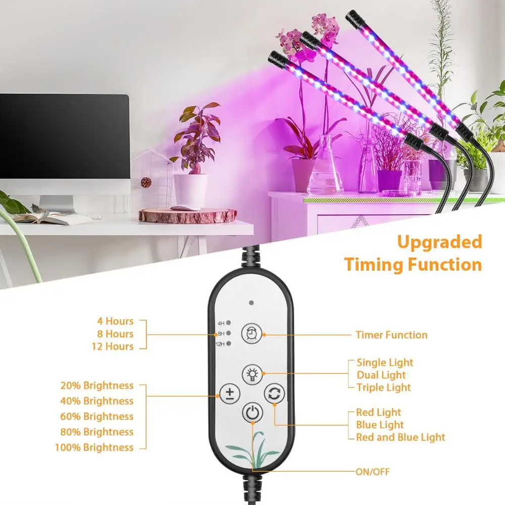 Светодиодные лампы для растений цветы с зажимом USB DC5V полный спектр Гибкий
