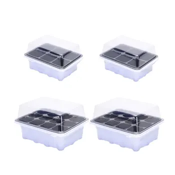 

4 Pcs Seedling Tray Sprout Plate 6/12 Cells Nursery Pots Tray with Transparent Lids Box for Gardening Bonsai DIY (6 and 12 Cells