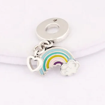 

S925 DIY Jewelry Rainbow of Love Dangle Charm fit Pandora Bracelet Bangle Enamel