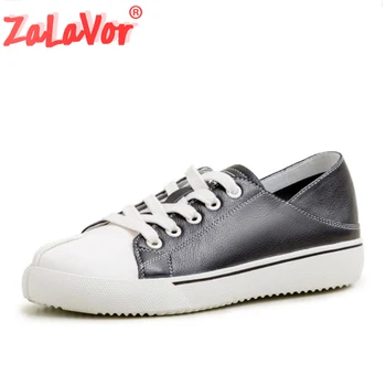 

ZALAVOR Sneakers Genuine Leather Round Toe Vulcanized Shoes Woman Outdoor Leisure Sneakers Footwear Size 34-40