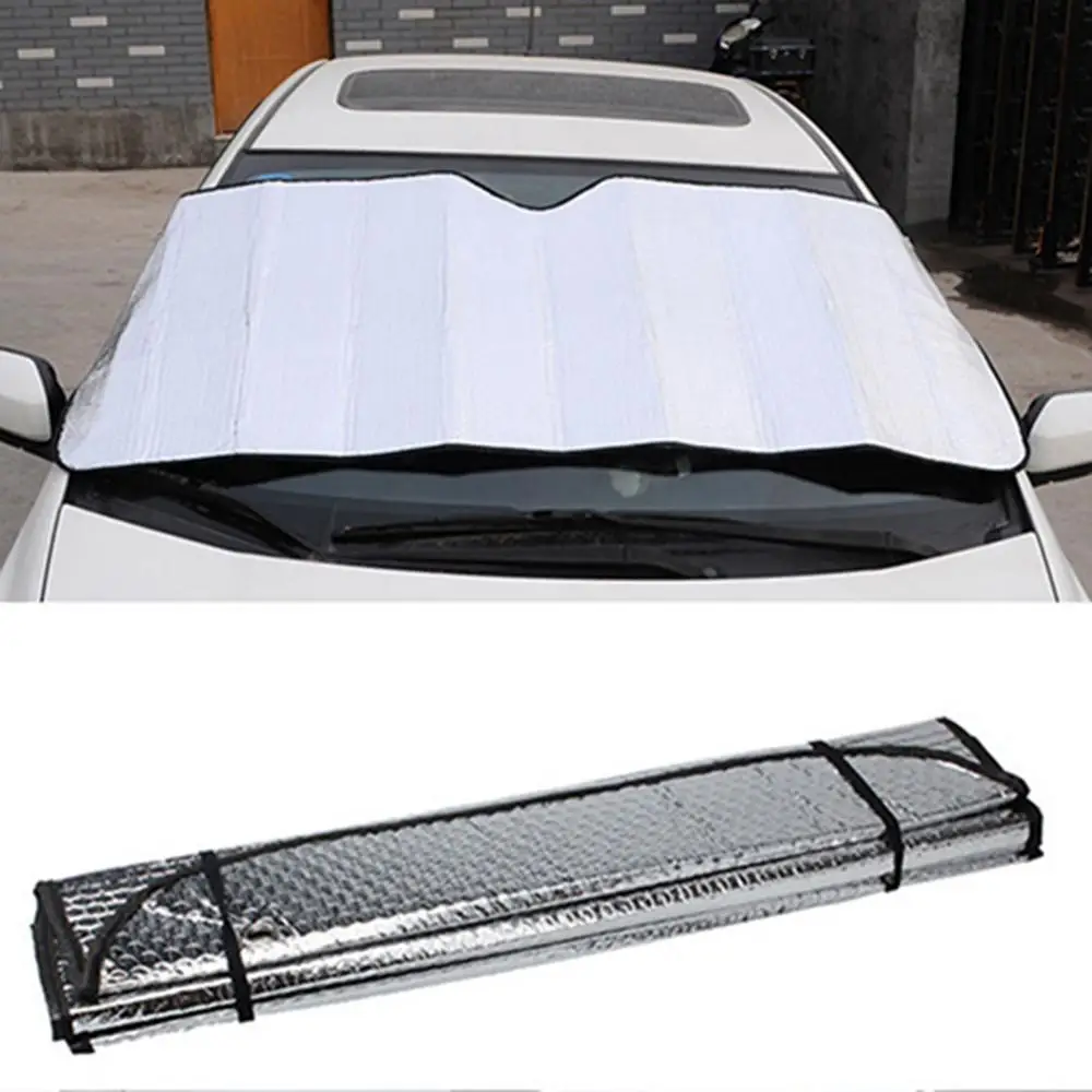 Car Sunshade Sun Visor 1Pc Silver Color Foldable Car Windshield Visor Cover Front Rear Block Window Sun Shade Accessories