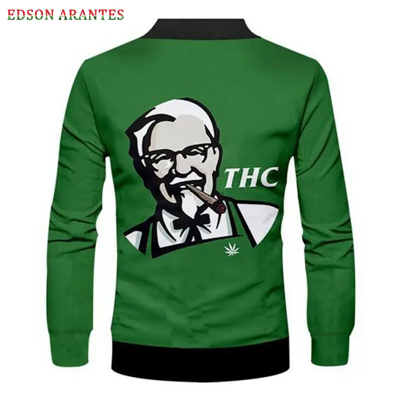 Novelty Green Zipper Baseball jackets Men Funny 3d print Varsity Pilot Jacket Unisex Casual College Uniform Coats Custom S-8XL (3) - 副本