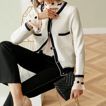 

New Commuting fashion cardigan women s nine Quarter Sleeve loose knit short Casual Short Coat White