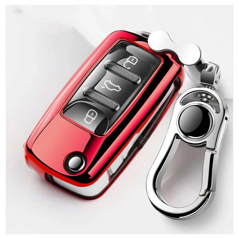 Funda de TPU suave para llave de coche, cubierta completa divertida para VW Volkswagen Polo Golf Passat Beetle Caddy T5 Up Eos Tiguan SkodaA5 SEAT Leon Altea