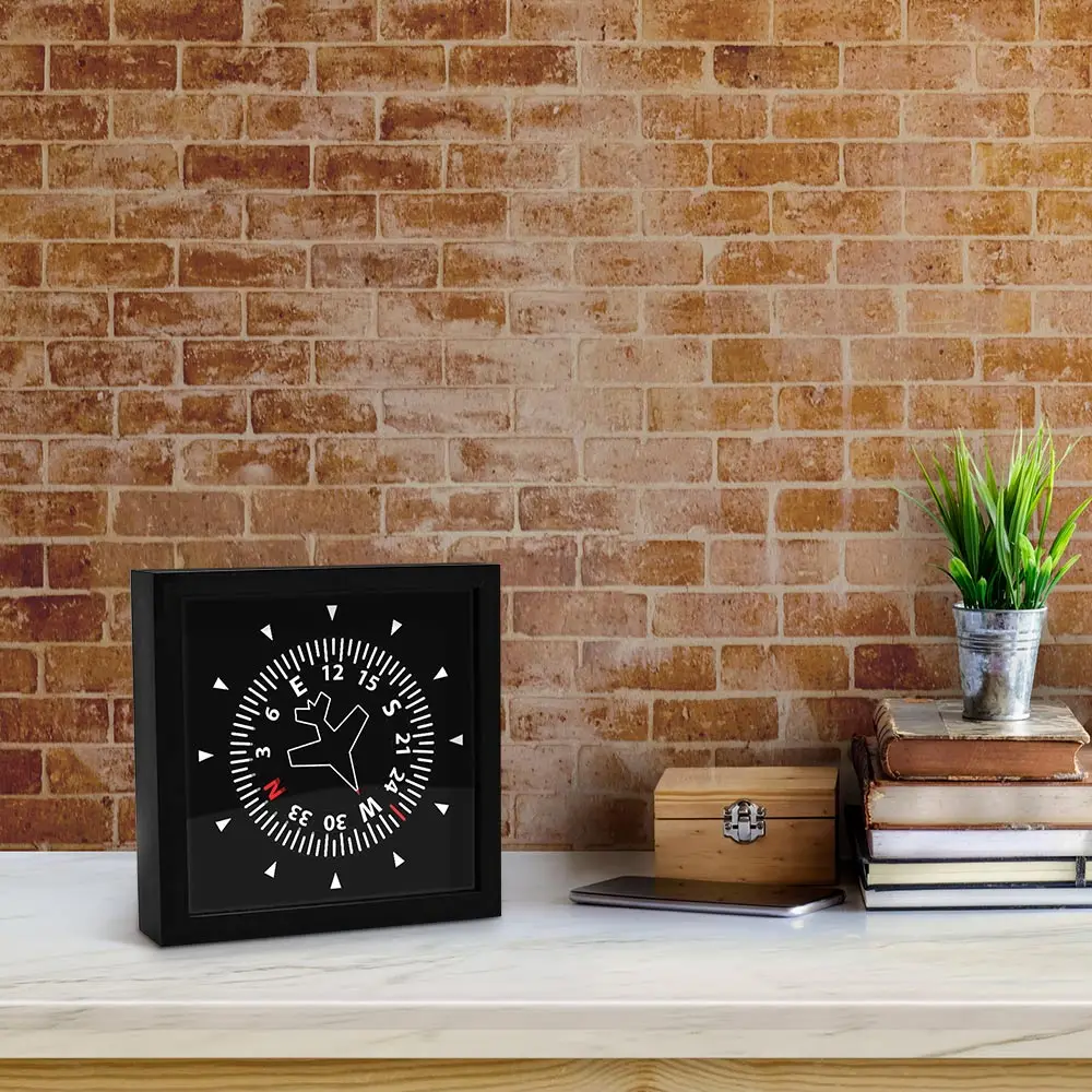 Aircraft Instrument Flight Control Panel Clever Clock Frame Aviation Compass Direction Modern Design Art Timepiece Table Clock Just6F