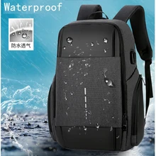 Мужской рюкзак с двойной застежкой-молнией для путешествий с usb-зарядкой, сумка для ноутбука 14, 15, 15,6, 17,3 дюймов, водонепроницаемые портативные сумки для ноутбука