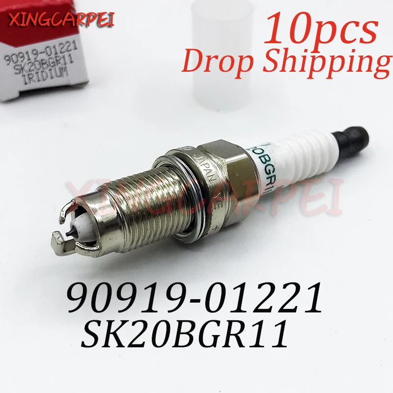 Высокое качество 10 шт. 90919 01221 SK20BGR11 иридиевая Свеча зажигания подходит для Toyota Avensis RAV4 Vista Noah 90919 01221 автозапчасти