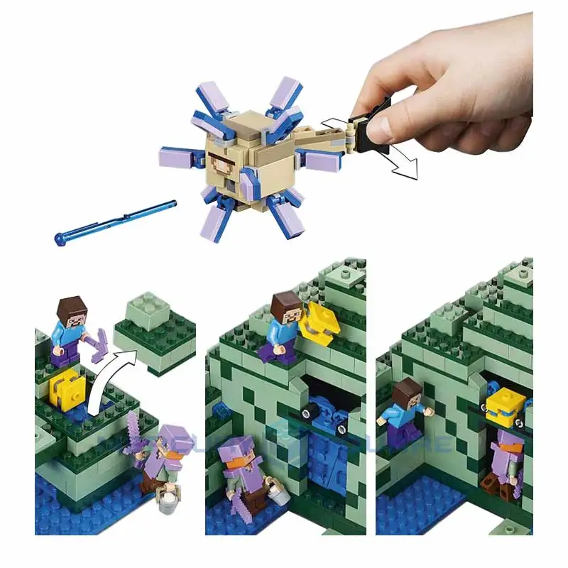 Ocean Monument Building Blocks With Steve & Guardian Action Figures Compatible My World Bricks Set Gifts Toys 21136 Ocean Monument Building Blocks With Steve & Guardian Action Figures Compatible My World Bricks Set Gifts Toys 21136