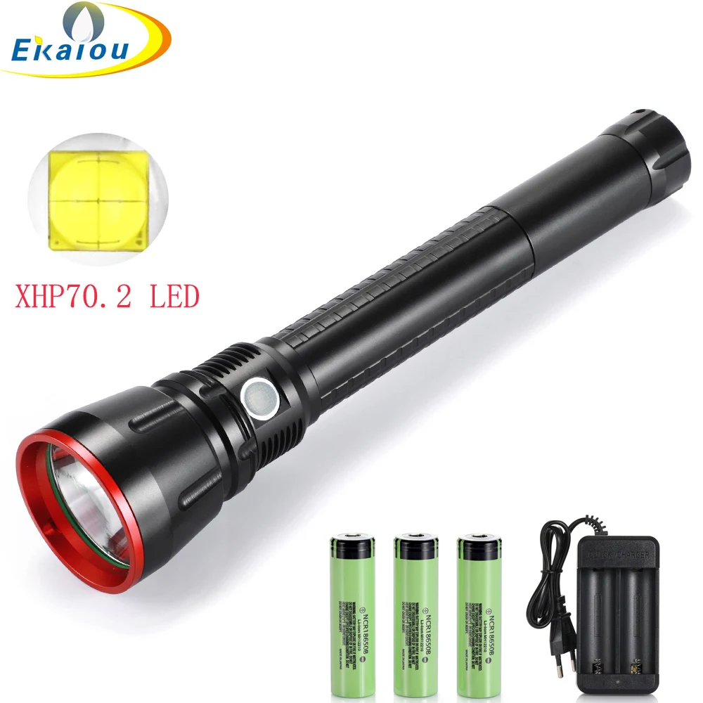 

most powerful High lumens xhp70.2 led flashlight Range torch light 18650 26650 battery Tactics Camping flashlight lamp