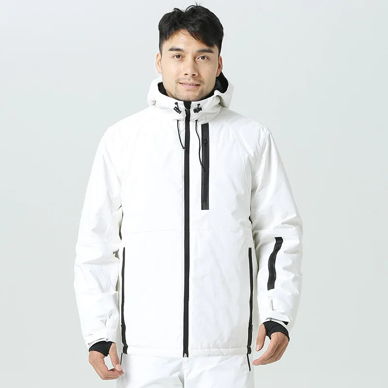 Men s White 19 стиль открытый водонепроницаемый дышащий мужской и женский белый шпон двойной пластины лыжный костюм полностью герметичный клей - Цвет: Men s White