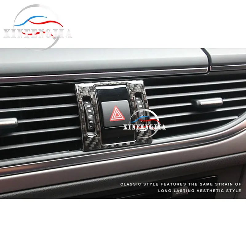 Для Audi A6 C7 A7 12-17 углеродное волокно безопасности предупреждающая Кнопка рамка Крышка отделка