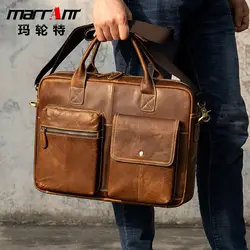 Vintage First Layer Cowhide Men's Handbag Business Trip Briefcase Men's Real-Leather Bag Briefcase Shoulder Bag