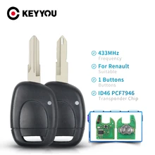 Keyyou chave remota do carro para renault mestre kangoo clio twingo ne72 lâmina pcf7946 chip 433mhz 1 botão lâmina sem corte