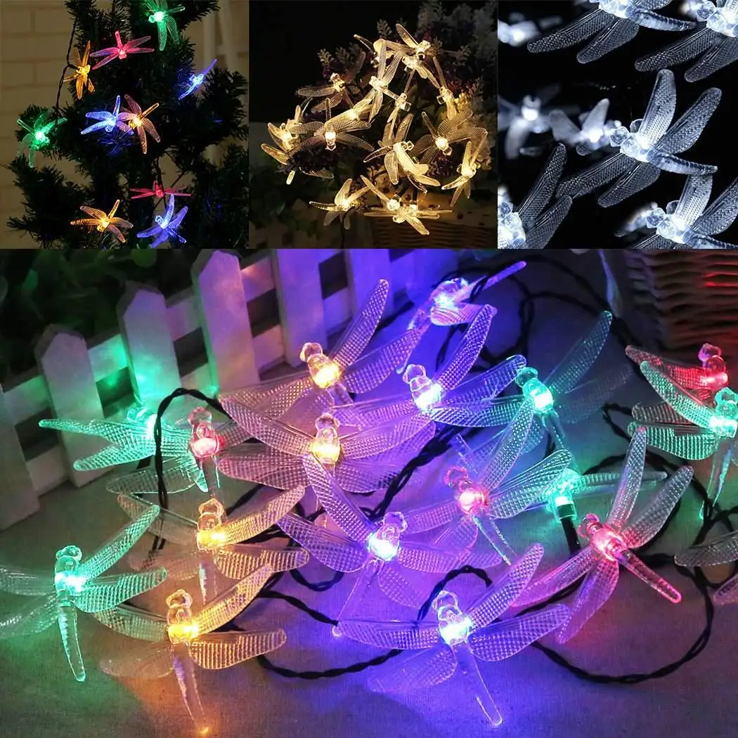 

Solar Dragonfly Shape String Light LED Birthday Wedding Party 10cm/3.9inch (Approx.) Decor Lamp 4m/157.5inch