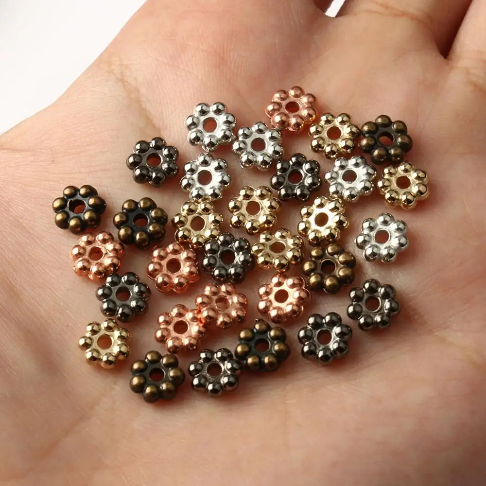 Wholesale 1000pcs Tibetan Flower Spacer Beads Round Metal Daisy Wheel  Spacers 4mm for Jewelry Making