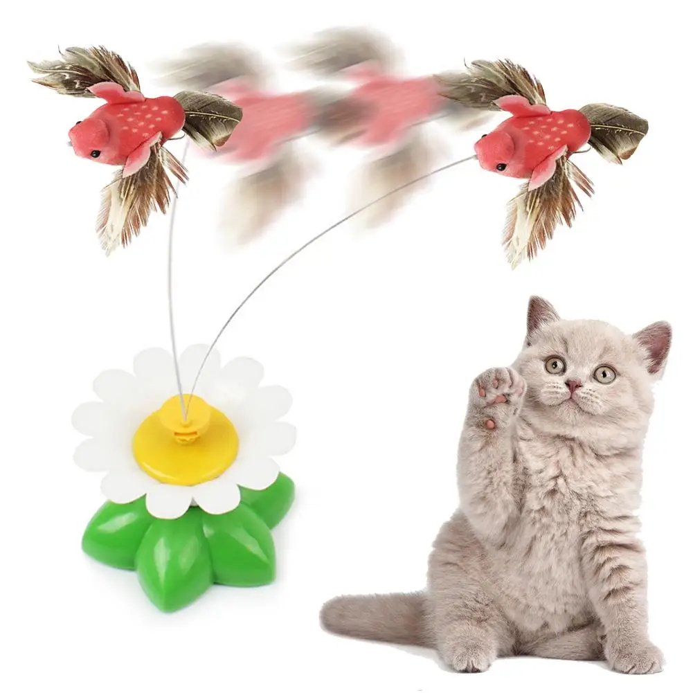 

Cat Toy Automatic Electric Rotating Colorful Flower Bird Animal Shape Plastic Funny Pet Dog Kitten Interactive Training Toys